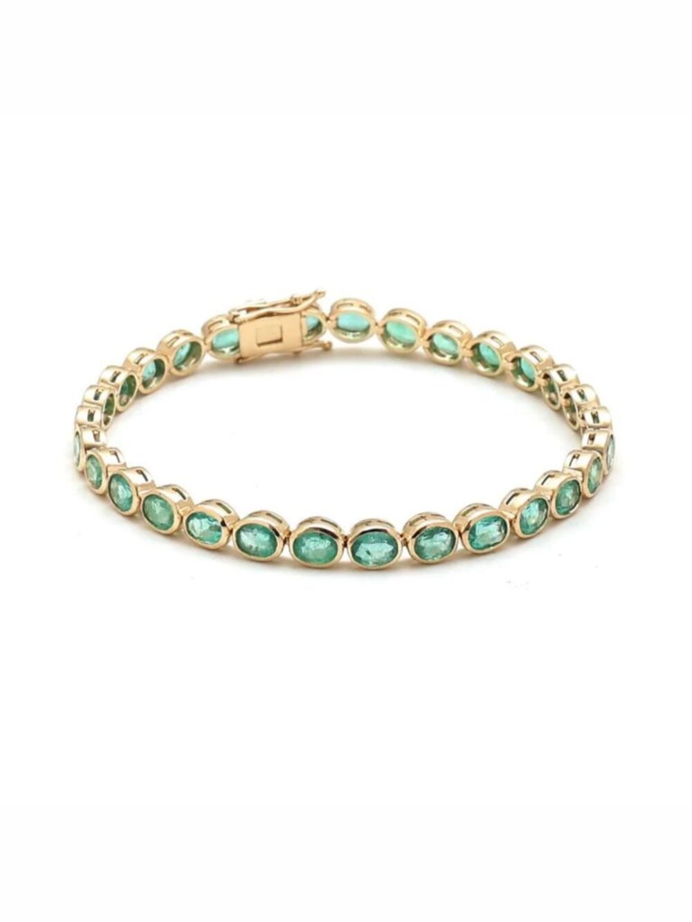 Oval Emerald 14K (18K Custom) Yellow Gold Bracelet